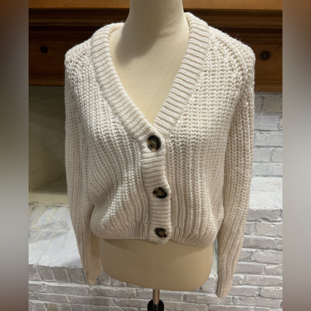 H&M Cream Button-Up Cardigan